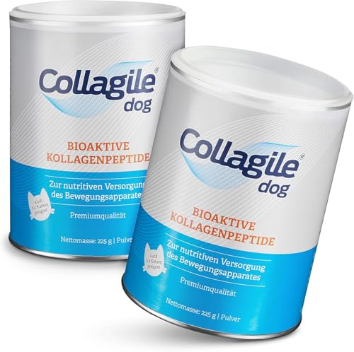 Collagile Dog 2x225g – Bioaktive Collagen Peptide für Hunde und Katzen – Nutrifunktionelles Gelenkpulver – unterstützt den gesamten Bewegungsapparat – Klinisch in Studien getestet