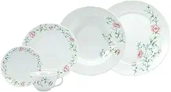 Serviço de Jantar e Chá 30 peças em Porcelana - Modelo Redondo Izabel - Decoração Teresa - Porcelana Real by Schmidt