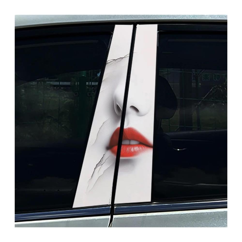 Body Parts 2PCS Car Center Column Waterproof Decals Beauty Art Creative Auto B-Pillar Stickers(Type A)