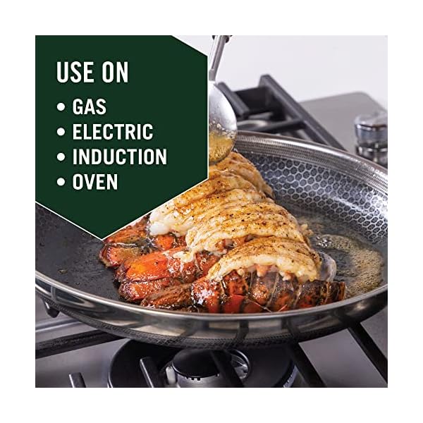 HexClad Hybrid Nonstick 14 Inch Wok with Steel Lid, Dishwasher and Oven