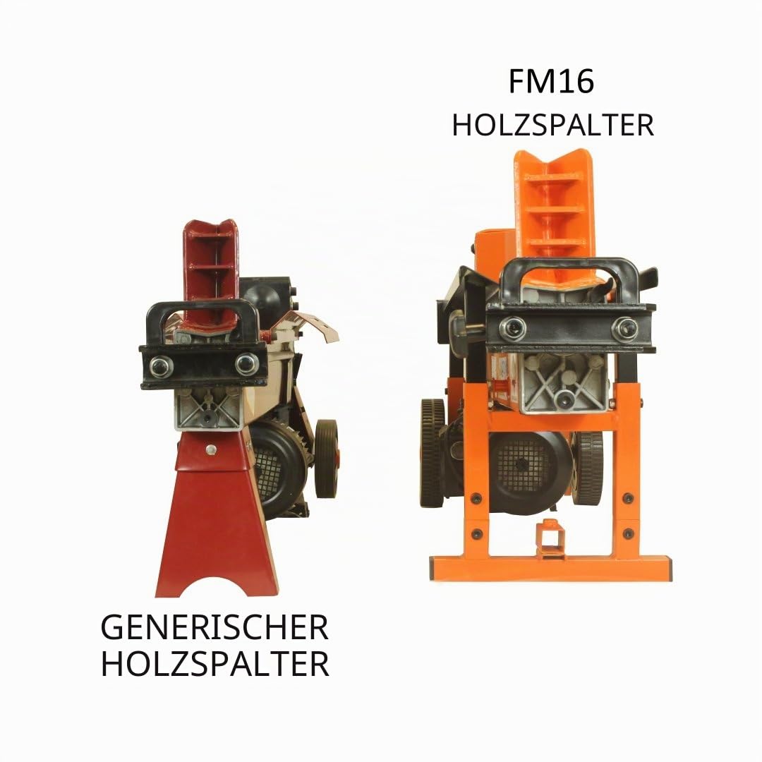 Forest Master FM16D Robustes elektrisches Holzspalter – 8 Tonnen Spaltkraft – Holzscheite bis zu 450 mm – vorgefüllt, gebrauchsfertig – DuoCut-Klinge – 2-Gang-Ramm