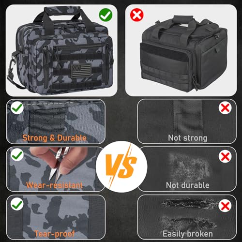 Image of Pistol Case, Gun Range Bags For 2 Pistols 6 Magazines Carrying Shooting Bag with Lockable Zipper for Shooting Range Outdoor Hunting