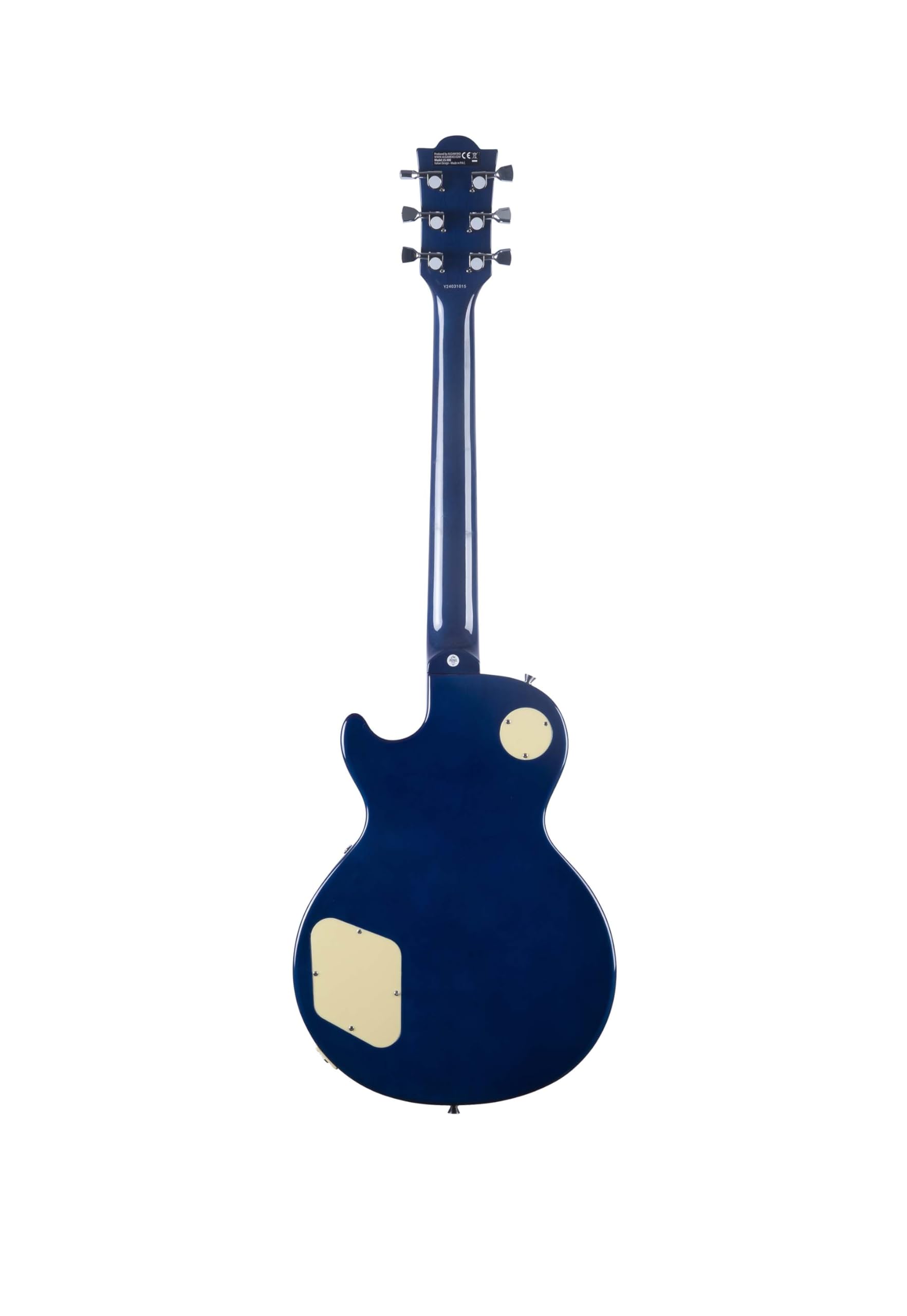 EKO GUITARS – Guitare Électrique LS-300, Corps en Peuplier, Manche en Érable, Touche en WPC, 2 Micros Humbucker, Chevalet Tune-O-Matic, 22 Frettes, Couleur Blue Quilted