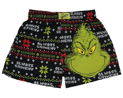 How the Grinch Stole Christmas Adult Always Grinchy Fairisle Boxer Shorts Sleepwear Loungewear for Men Women