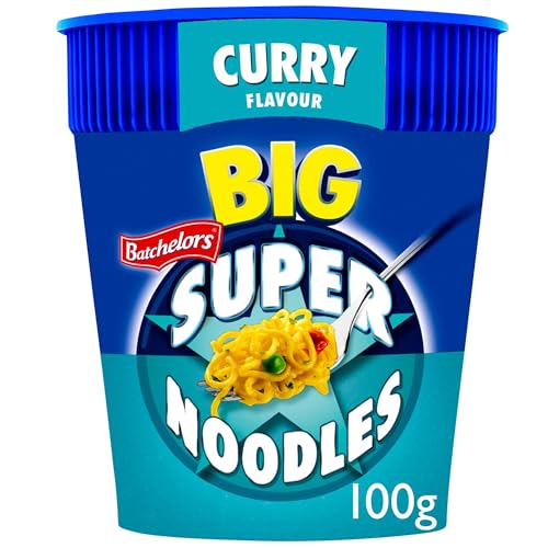 Batchelors Big Super Noodles Curry Flavour Instant Snack Pot, 100 g (Pack of 8)