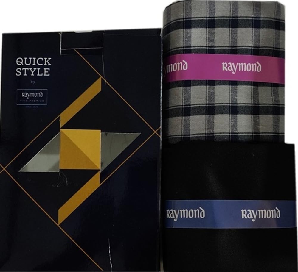 raymond fabrics Raymond Men's Quick Style Unstitched Cotton Shirt Fabric, Plaid Check Pattern, Polycotton Material, Formal Wear Collection-picture-37