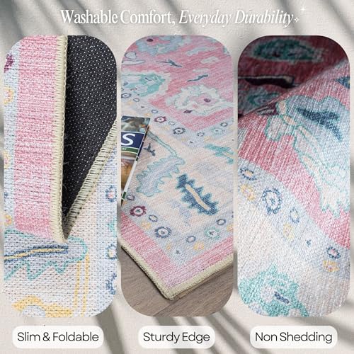 Pink Modern Oushak Rug 5x7 - Vintage Inspired Design - Image 4