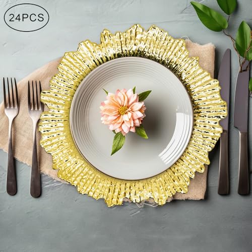24 platos cargadores redondos de plástico 13 pulg miniatura 3