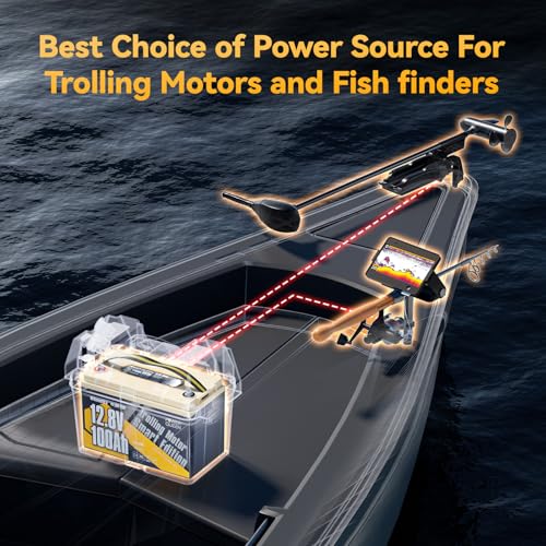 Image of Power Queen 12V 100Ah Group 31 Trolling Motor LiFePO4 Battery,12 Volt Bluetooth Lithium Battery with Low Temp Protection, 1.28kW Load Power,15000+ Deep Cycles for Marine, Boat, Yacht