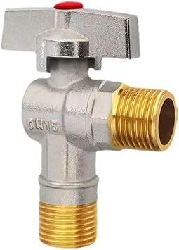 Copper G1/2 Angle Valve for Hot and Cold Water High Flow Stop Valve with Handle for Shower Hose Washing Machine Gas Water Heater Bathroom Plumbing 80x32mmRed