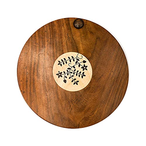 Image of Naayaab Craft Sheesham Wooden Masala Box With Spoon - Spin Round Design - 10 inch