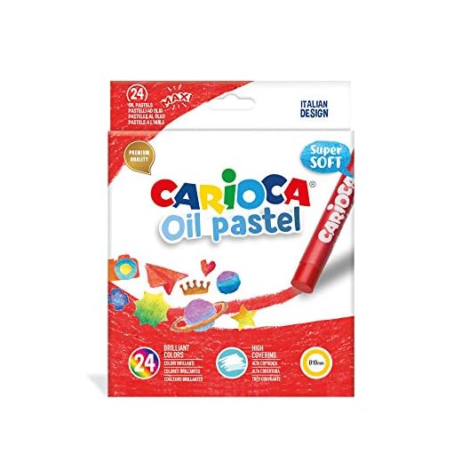 Carioca Oil Pastel, Lápices de Colores al Óleo Maxi, Juego de Lápices de Colores al Óleo para Niños, para Colorear en Papel, Cartón, Lienzo y Madera, Surtido de Colores Luminosos, 24 Piezas
