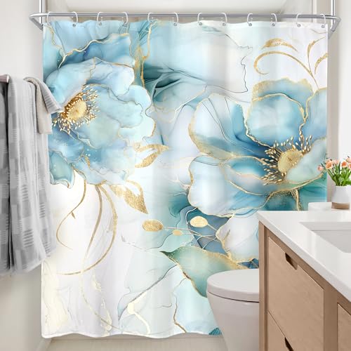 Rideau de douche long anti-projections style marbre moderne - 4
