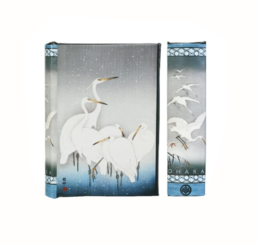 MilmaArtGift Japanese Art Book Box White Herons in Falling Snow by Shoson Ohara Decorative Book Secret Storage Jewelry Keepsake