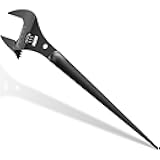 3239 Adjustable Spud Wrench, 16 Inch Length Construction Wrench, 1‑5/8 Inch Extra Wide Opening, Fits Heavy Nuts & Bolts Up to 1 Inch, with Tether Hole and Laser Metric Scale Design