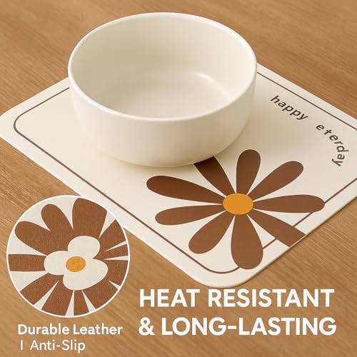 Image of YELONA Leather Dining Table Placemats Set of 2 - Waterproof, Heat Resistant, Anti-Slip, Easy to Clean Table Mats for Dining Table, Kitchen & Home Decor (Chocolate Brown, 40 x 30 cm)