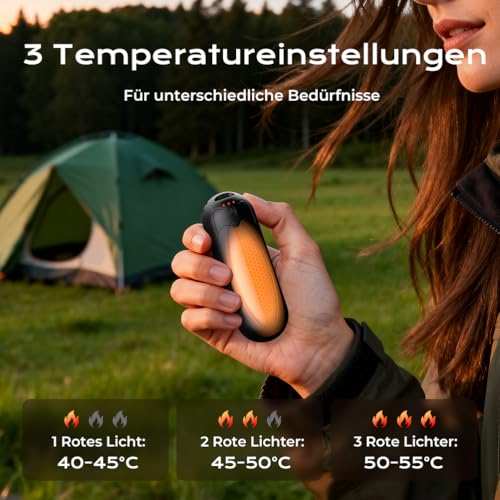 VOSFEEL Handwärmer Elektrisch 2er-Pack, Magnetische Handwärmer 3 Einstellbaren Heizmodi… – Ansicht 3