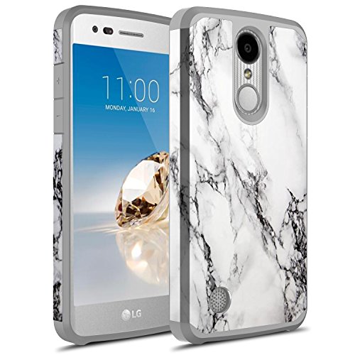 lg access lte phone case - Rosebono Hybird Graphic Slim Case for LG Zone 4 / LG Aristo 2 / LG Rebel 3 LTE/LG Rebel 2 LTE/LG Tribute Dynasty/LG Aristo/LG Phoenix 3 / LG K8 (2017) / LG Fortune/LG Risio 2 (White Marble)