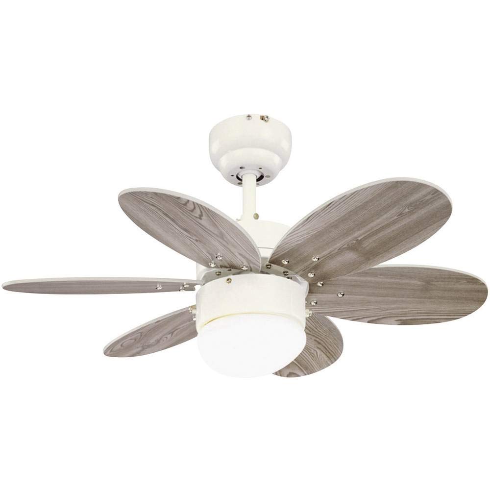 Westinghouse Wentylatory sufitowe 78673 Turbo II One-Light 76 cm wentylator sufitowy z sześcioma ostrzami, białe wykończenie, z opalowym matowym szkłem