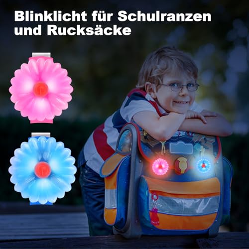 AHJ Hundelicht LED Aufladbar 2 Stück, USB-Sicherheits-Leuchtanhänger mit Blinklicht für Hunde & Katzen – kinderleicht an Schulranzen, Geschirr oder Jogger im Dunkeln befestigt( Rosa-Blau)