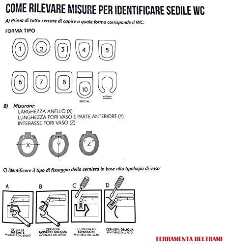 Ferramenta Beltrami Copriwater Coprivaso Tavoletta SEDILE WC PER AZZURRA VASO GLAZE
