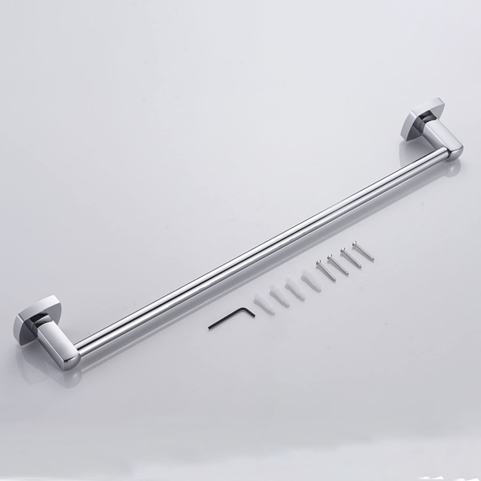 Portasciugamani in Rame a Parete, portasciugamani Quadrato, portasciugamani Singolo per Bagno o Accessori da Cucina, Finitura Argento Lucido (Dimensioni : 30cm)
