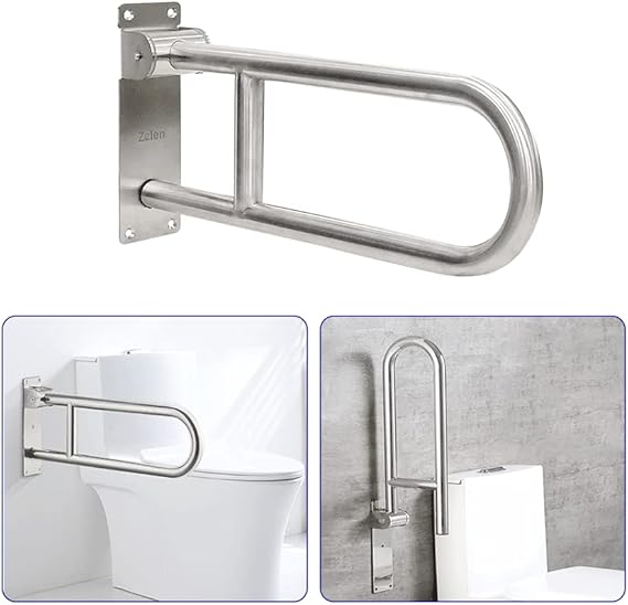 Flip Up Grab Bars Handicap Rails Toilet Safety Rails Stainless Steel