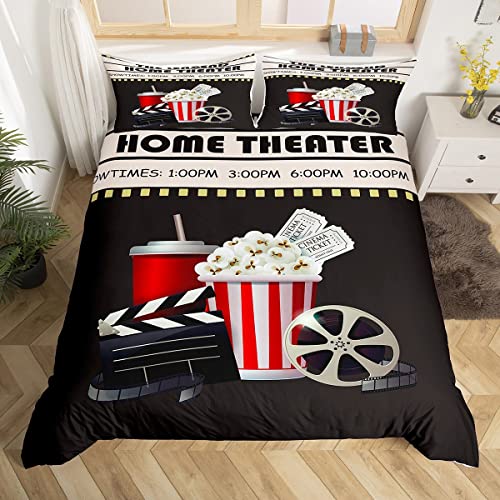 Homemissing Vintage Cinema Ticket Housse Couette Cinéma Thème Parure Lit 220x240cm Filmstrip Ensembles décoratifs la Maison Housse Couette Décor Chambre à...