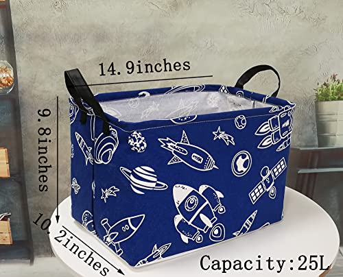 Image of Storage Basket Home Shelf Basket Kids Organizer Box Clothes Laundry Hamper Nursery Bin Gift Laundry Basket with Handles for Home (Spacecraft)