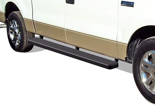 APS Estribos de acero inoxidable con recubrimiento en polvo negro de 6 pulgadas, barras Nerf para escalones laterales compatibles con Ford F150