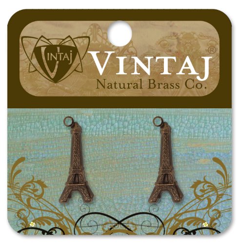 Vintaj 2-Piece Eiffel Tower Pendant, 21.5 by 9mm