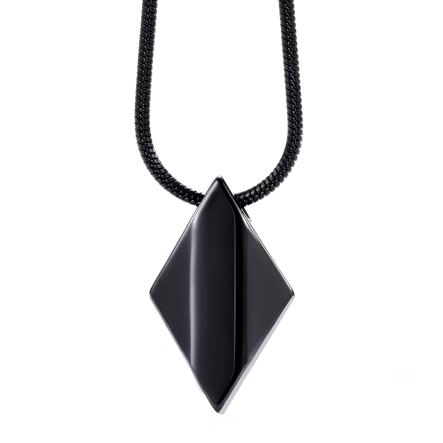 vicimaTungsten Steel Geometric Pendant Necklace for Men Tungsten Rhombus Pendant 24 Inch Snake Chain