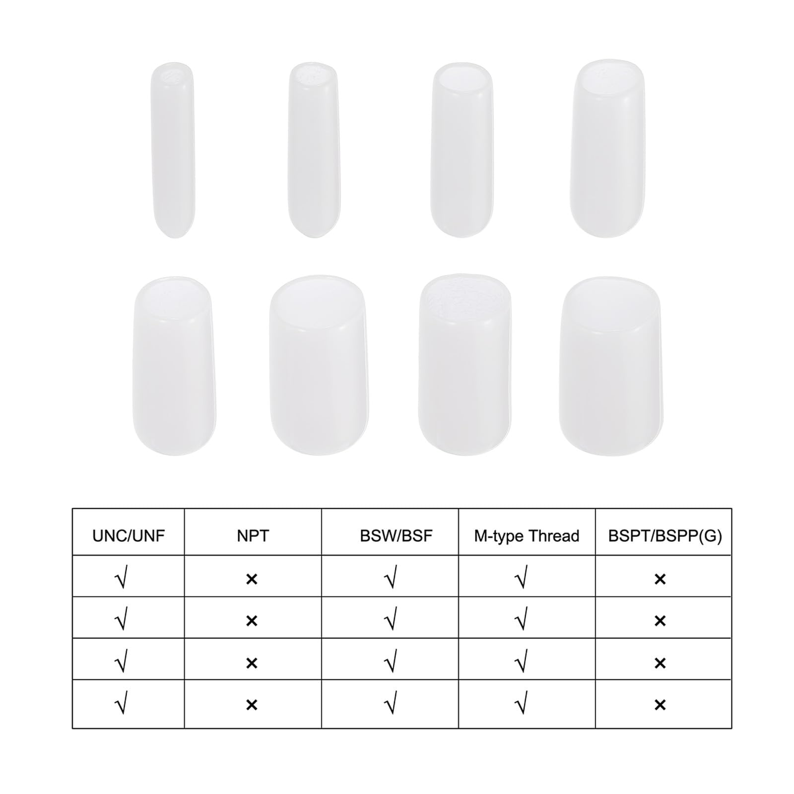 4 Tappi Terminali In Gomma Vinilica - 60 Mm ID, Bianchi, Per Tubi, Viti E Mobili - Foto 3