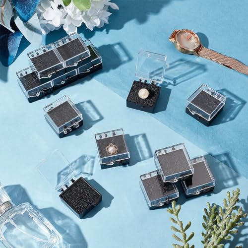 Image of OLYCRAFT 16Pcs Clear Plastic Gift Box For Pin 1.1x1.1x0.4 Inch Black Small Presentation Boxes for Badge Clear Lapel Pin Presentation Display Case for Lapel Pin Gemstone Storage Display (Pack of 2)