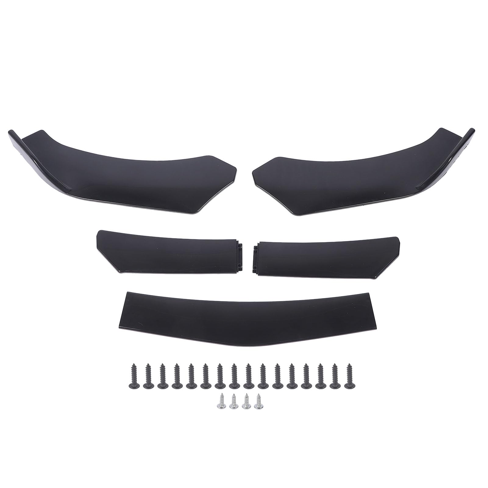 5Pcs Glossy Black Front Bumper Lip Spoiler Splitter Body Kit