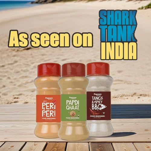 Image of Peri Peri, Papdi Chaat and Tangy Spicy BBQ Instant Seasoning Mix Combo Pack of 3 - Unique Blend of Spices and Herbs for carbs - 180gm By Popcorn & Company