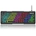 Produktbild Gaming Tastatur, SOWTECH 7 LED Beleuchtung Farben 104 Tasten Mechanisches Gefühl Tastatur mit USB-Kabel auswechselbaren Tasten (QWERTZ, deutsches Layout)