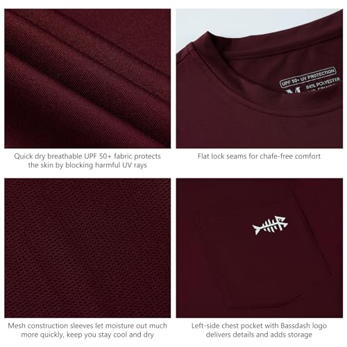 Image of BASSDASH Men's UPF 50+ Performance Long Sleeve T-Shirt UV Sun Protection Fishing Hiking Sports Shirts