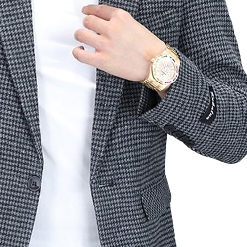 Men's Casual Fashion Plaid Sports Coat Simple Lightweight Suit Jackets Notched Lapel One Button Blazer3