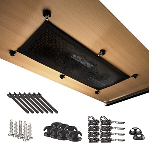 Réseau de câbles Bureau pour la gestion des câbles - Grand canal flexible - Rangement invisible pour cacher le câble Bureau, sous la table - noir Cover