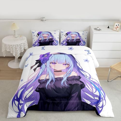 Image of Erosebridal 3D Anime Bedding Comforter Set - Twin Size, Kawaii Decorations & Preppy Girl Duvet Set with 1 Pillow Case