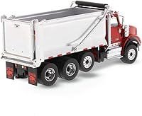 Vista 2 de Diecast Masters International HX620 Tandem Dump Truck with Pusher Axle + Ox Bodies Stampede Cab 1:50 Scale Model Semi Trucks Red by 71076