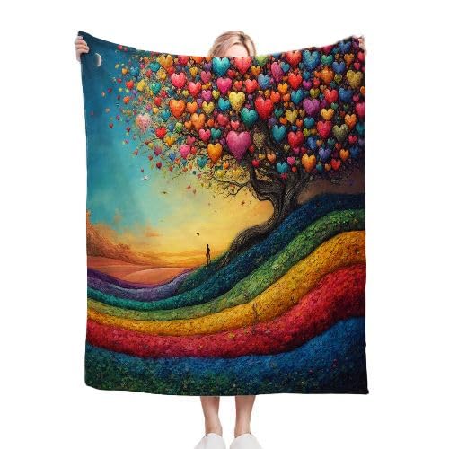 Manta Polar 220 x 240 Cuadro de ArcoíRis, Mantas para Cama 105 de Franela Cálida y Cómoda para Niños y Adultos, Manta para Sofá Reversible para Cubre Sofa Colchas, Fácil de cuidar