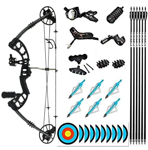 Evercatch Compound Hunting Target Bow Kit | USA Gordon Limbs | Fully Adjustable 24.5-31” Draw 30-70LB (Black Right Handed)