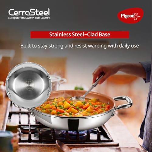 Image of Pigeon Cerrasteel 24cm Ceramic Kadai| Non-Stick| Ceramic Coated| Copper