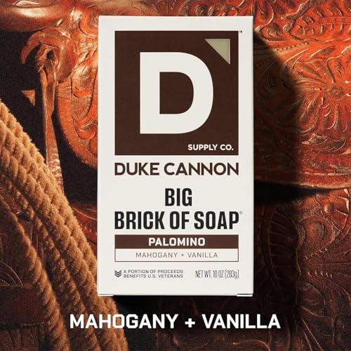 Image of Duke Cannon Big Brick of Soap Palomino - 3 Pack, Large 10 oz Men's Bar Soap, Mahogany + Vanilla Scent, Triple Milled Long-Lasting Body Soap, Heavy Duty Shower Bar for Men