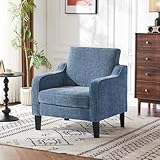 fauteuil cuir bleu Rembourrage Confortable — Ce fauteuil d'appoint est doté d'une assise épaisse de 14 cm composée de ressorts métalliques ensachés et de mousse haute densité, garantissant un confort sans enfoncement excessif et facilitant le lever.