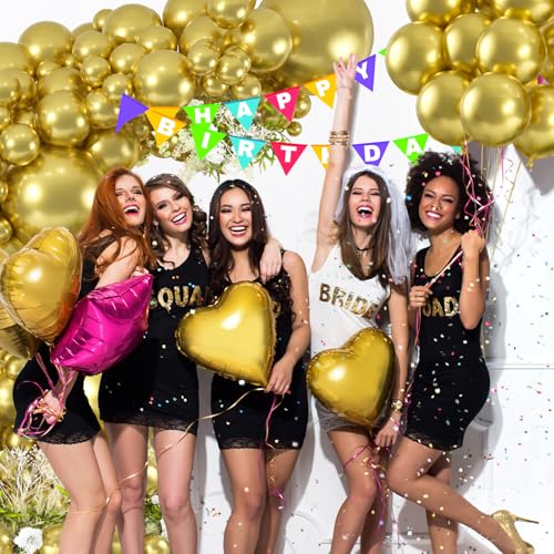 Image of 114pcs Metallic Gold Balloons Arch Kit, 18 12 10 5 inch Chrome Gold Latex Balloons Different Sizes Pack for Graduation Wedding Birthday New Year Party Decorations