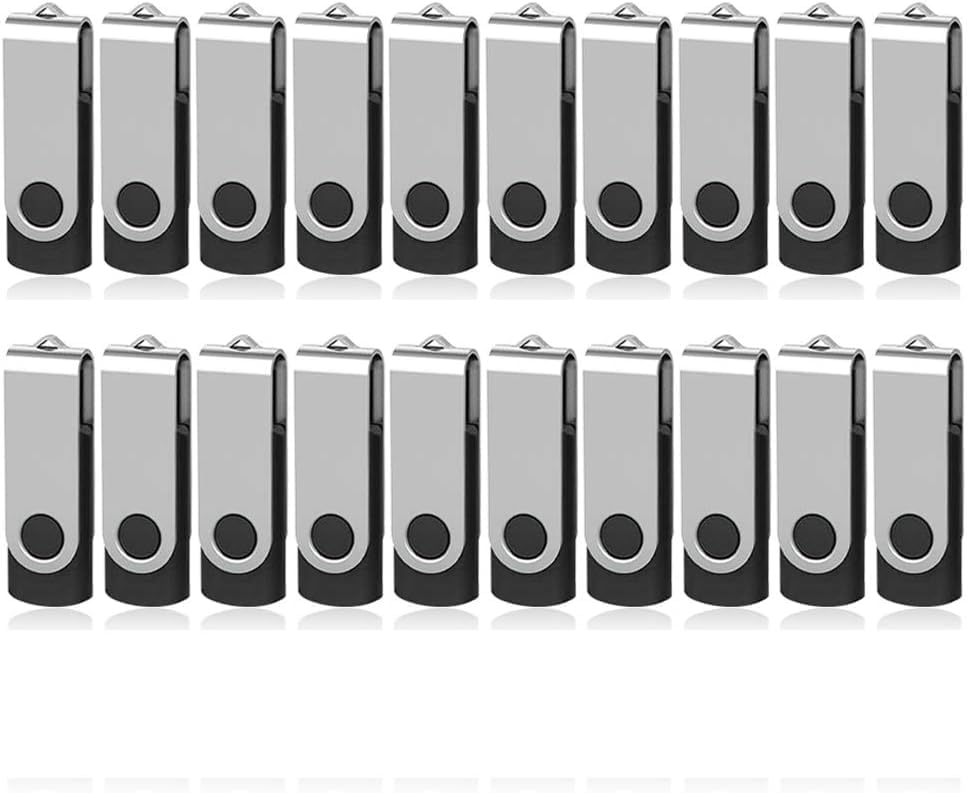 16 GB USB Stick 50Pack, KOOTION USB Memory Stick 50Pack USB2.0 Flash Drive Swivel Design Pen Drive 16 GB Memory Stick Fold Storage (50Pack, Black)
