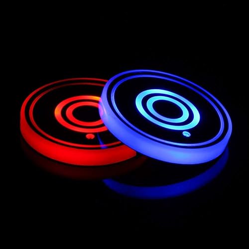 Luces LED para portavasos de automóvil, 7 colores cambiantes, alfombrilla de carga USB, almohadilla impermeable para tazas, lámpara LED de atmósfera